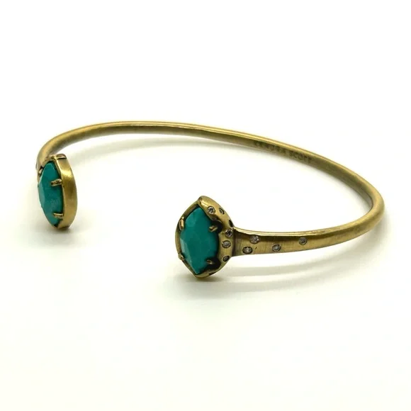 Kendra Scott Laura Pinch Cuff Bracelet in Antique Gold & Variegated Turquoise - Picture 4 of 13